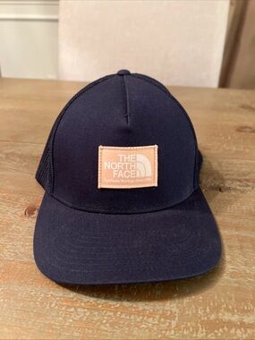 The North Face Navy Hat with Pink Patch